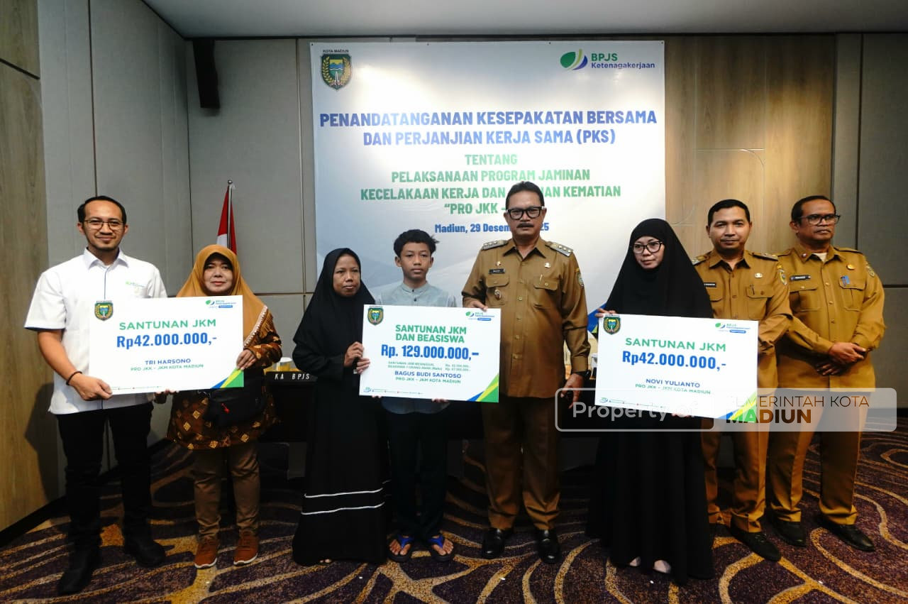 Teken Kerja Sama Pro JKK-JKM, Pemkot Madiun Pastikan Tenaga Kerja di Kota Madiun Terlindungi