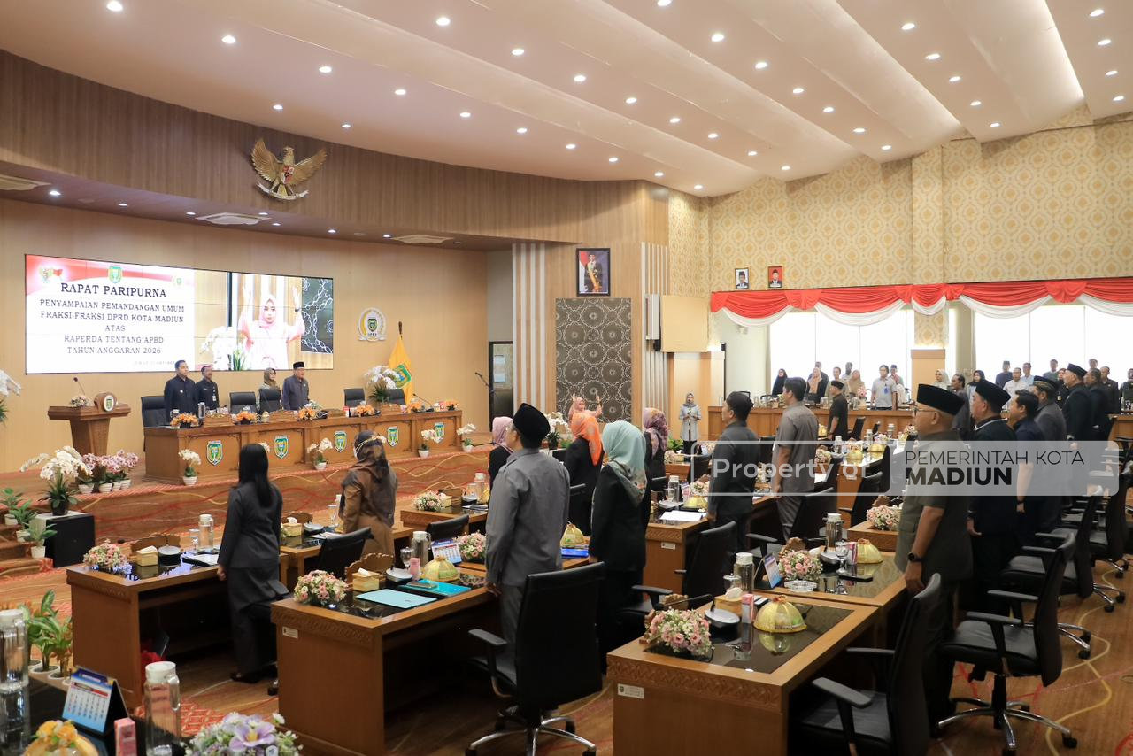 Pembahasan Raperda APBD 2026 Berlanjut, Fraksi-Fraksi DPRD Kota Madiun Sampaikan PU Dalam Paripurna
